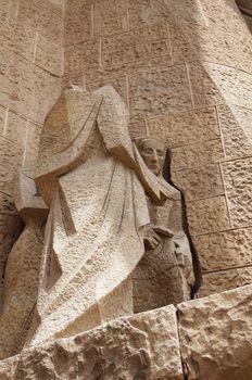 Facade of Sagrada Familia cathedral in Barcelona, Spain   