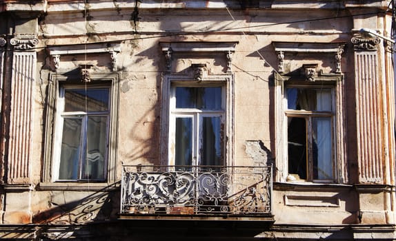 Art-Nouveau facade in Tbilisi Old town, restored area around Marjanishvilis square