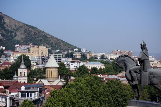 Churches and domes of Tbilisi, view to historical part of the capital of Republic of Georgia