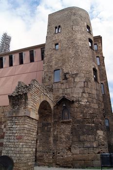 Barcelona: medieval Palau Reial (Royal Palace in catalan) at Placa del Rei (Kings Square), in the heart of Barri Gotic (gothic quarter)