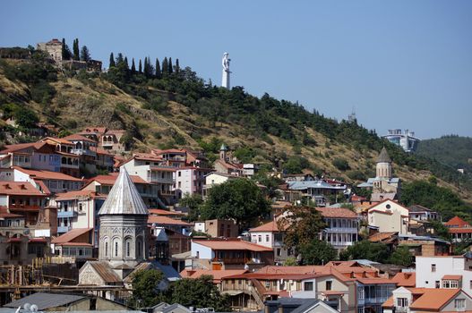 Churches and domes of Tbilisi, view to historical part of the capital of Republic of Georgia