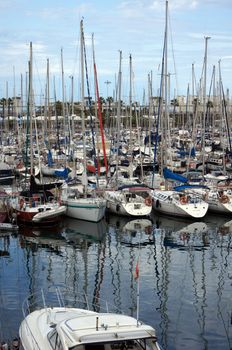 yachts in Port Vell in Barcelona, Spain