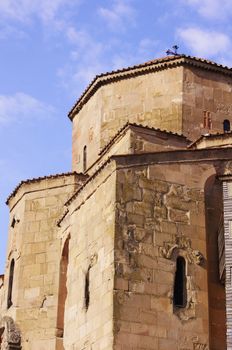 Exterior of ruins of Jvari, which is a Georgian Orthodox monastery of the 6th century near Mtskheta (World Heritage site) - the most famous symbol of georgiam christianity