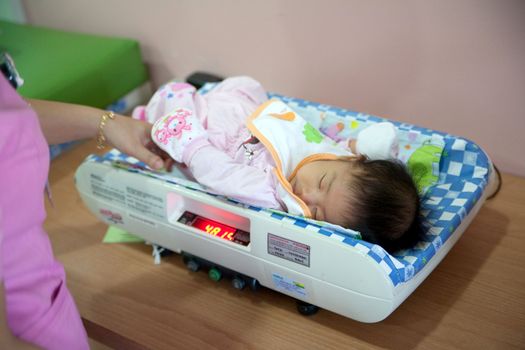 November4,2011:Nursing babies are weighed and the age of 2 months.