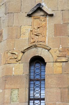 Exterior of ruins of Jvari, which is a Georgian Orthodox monastery of the 6th century near Mtskheta (World Heritage site) - the most famous symbol of georgiam christianity