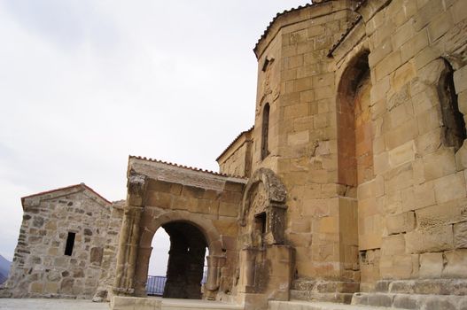 Exterior of ruins of Jvari, which is a Georgian Orthodox monastery