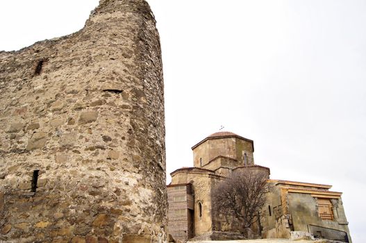 Exterior of ruins of Jvari, which is a Georgian Orthodox monastery