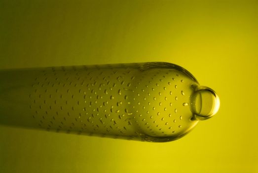 chemical glassware with reflection on background