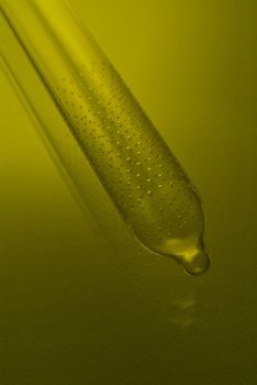 chemical glassware with reflection on background