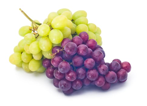 red and green grapes isolated on white