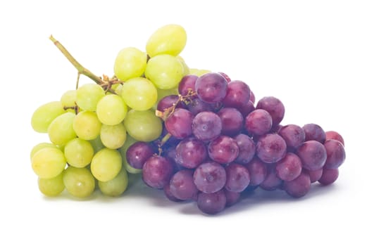 red and green grapes isolated on white