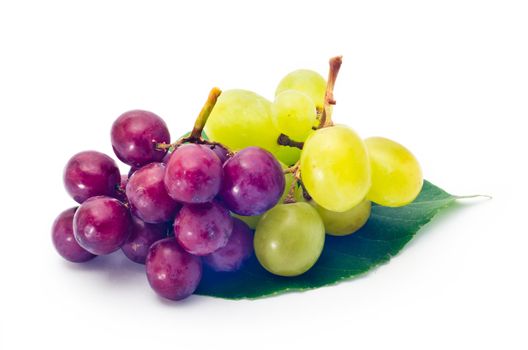 red and green grapes isolated on white