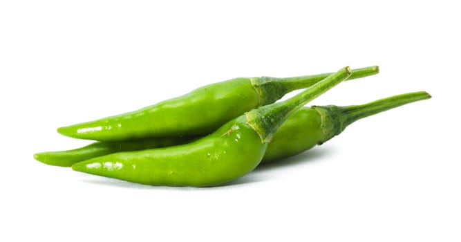 green chili on white background