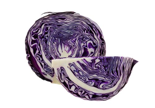 Red cabbage sliced isolated on white background