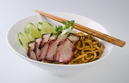 pork noodle. BBQ pork noodle bowl