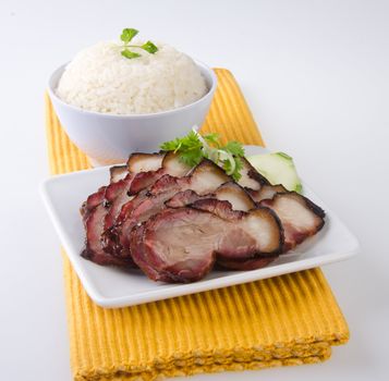 BBQ Pork and Crispy Pork with Rice.