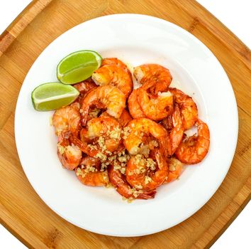 Fried King Prawns Served in Plate, closeup