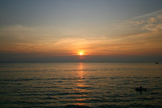 sunset in bangsan beach, thailand