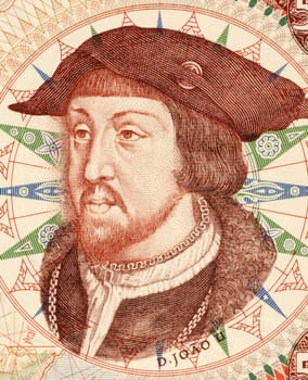 John II (1455-1495) on 500 Escudos 1966 Banknote from Portugal. King of Portugal and the Algarves during 1477/1481-1495.