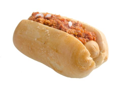 Hot dog on the white background