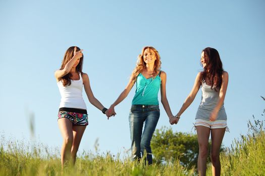 women fun on grass field