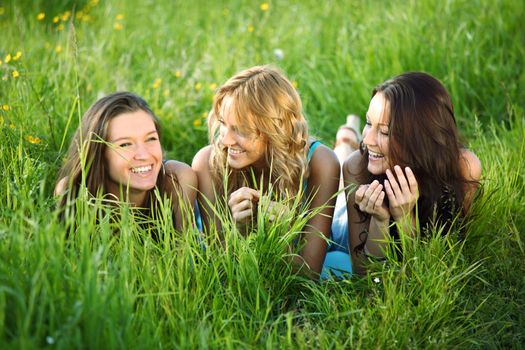 women fun on grass field