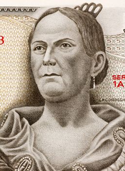 Josefa Ortiz de Dominguez (1773-1829) on 5 Pesos 1971 Banknote from Mexico. Insurgent and supporter of the Mexican war of independence against Spain.
