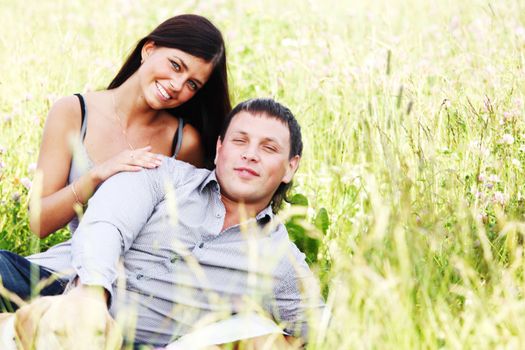 two lovers on grass field