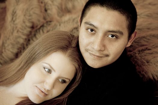 Couple in thought after conversation shot inside