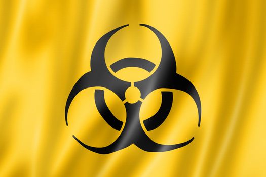 Biohazard flag, three dimensional render, satin texture