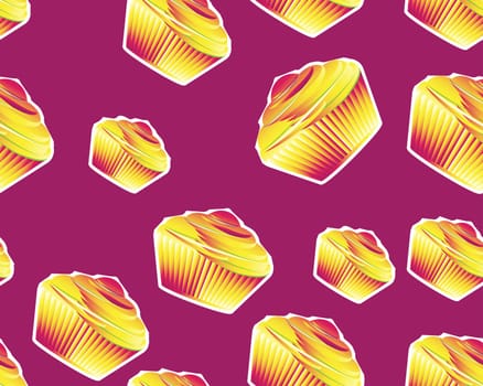 seamless Cupcake seamless colored cupcake on dark pink background