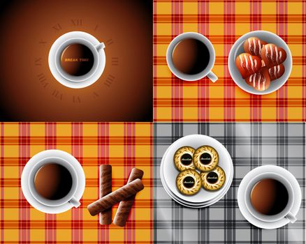 set of backgrounds including Cup of tea and cookies and chocolate bars