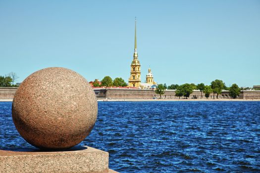 Peter and Paul Fortress. View from the oppositely banks of the Neva