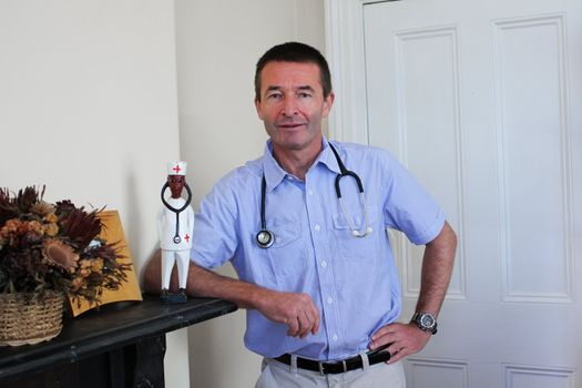 Standing white Doctor With A Stethoscope