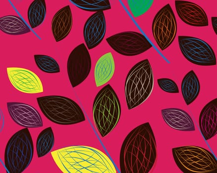 simple art of seamless colored leaf pattern