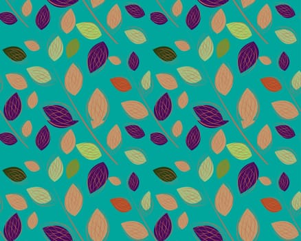 simple art of seamless colored leaf pattern