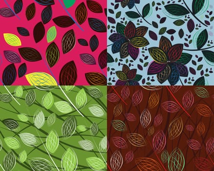 simple art of seamless colored leaf pattern