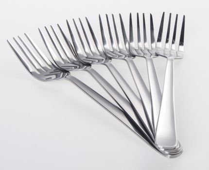 fork, silver fork on white background