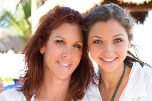 Beautiful Women Mother and Teenage Daughter on vacation