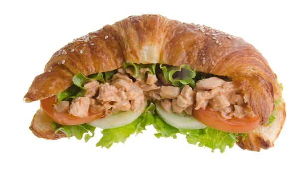 sandwich, croissant sandwich, fast food for breakfast or lunch.