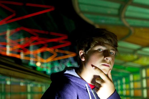 Teenager getting ready to fly at Chicago International Airport