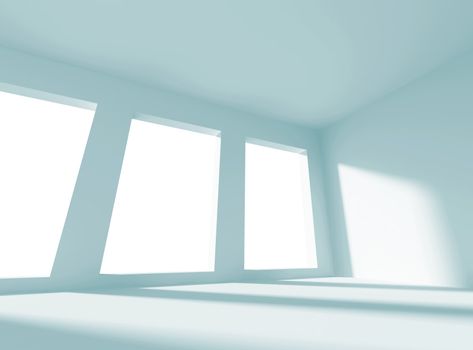 3D Illustration of Empty White Room 