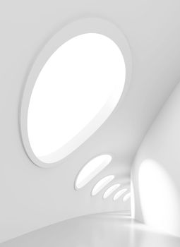 3d Illustration of White Long Corridor Background