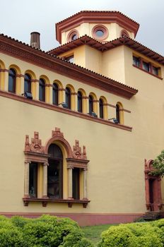 View of Barcelona, Spain. Passeig de Grasia and La Rambla. Houses built in the XVIII century