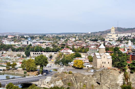 Churches and domes of Tbilisi, view to historical part of the capital of Republic of Georgia