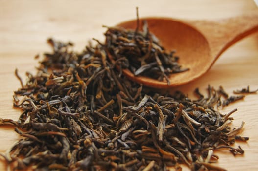 Closeup of set of China tea on bamboo mat