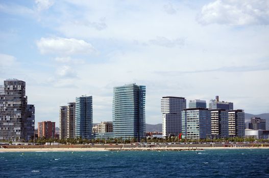 Panoramic view to Barcelona seaside, Spain