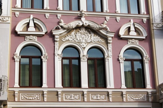 Art-Nouveau facade in Tbilisi Old town, restored area around Marjanishvilis square