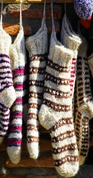 Knit socks on the street market in Tbilisi Old town, Republic of Georgia
