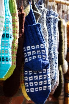 Knit socks on the street market in Tbilisi Old town, Republic of Georgia